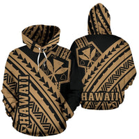 Hawaii Kanaka Polynesian Hoodie Poly Style Golden Unisex White - Polynesian Pride
