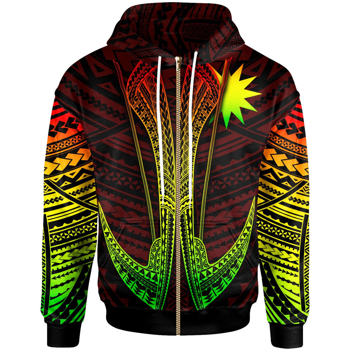 Nauru Custom Zip Hoodie Fish Hook Unisex Red - Polynesian Pride