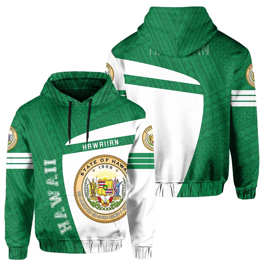 Hawaii Polynesian Sport Hoodie Green Premium Style Unisex Green - Polynesian Pride