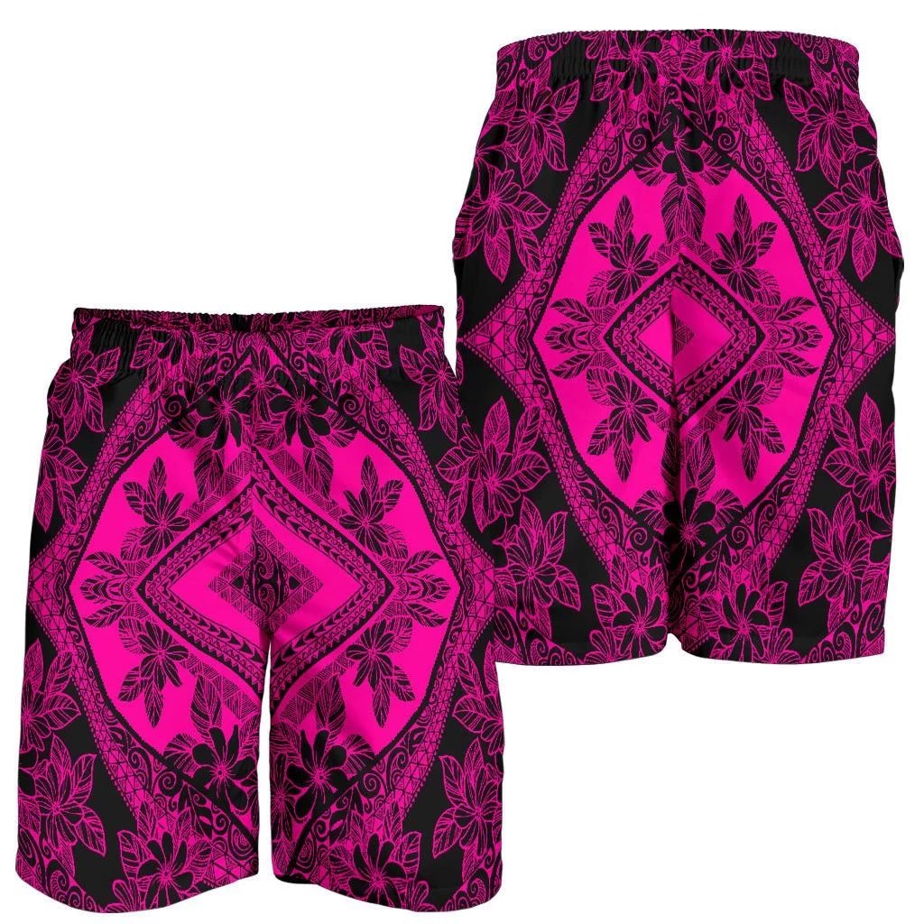 Polynesian Plumeria Mix Pink Black Men's Short Pink - Polynesian Pride