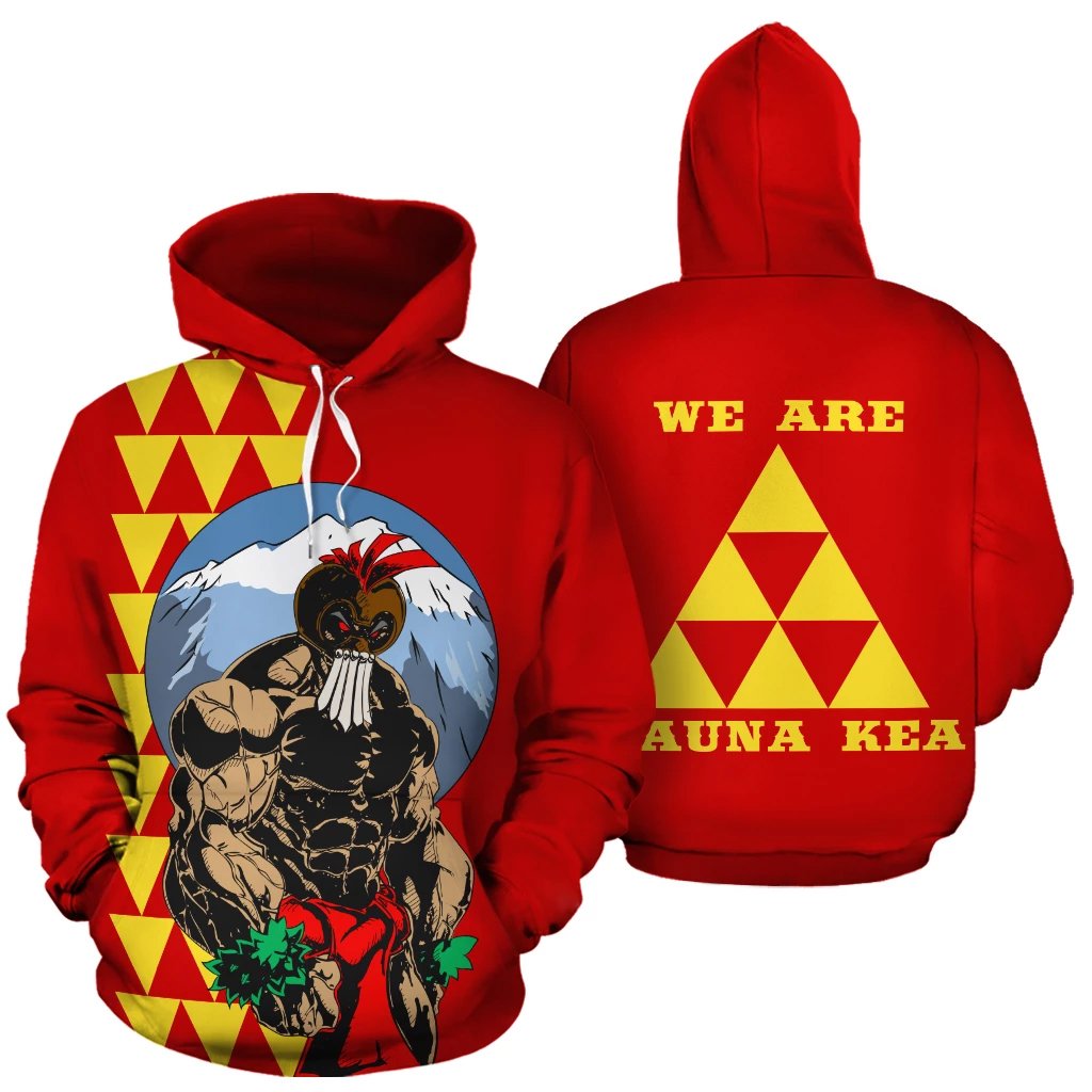 Mauna Kea Kanaka Warrior Hoodie Unisex Red - Polynesian Pride