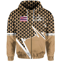 Kakau Hawaii In My Heartbeat Flag of Hawaii Zip Hoodie Gold - Polynesian Pride