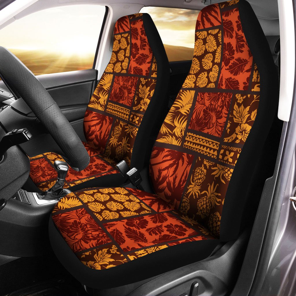 Polynesian Car Seat Cover - Elements Fabric Patchwork Universal Fit Vintage - Polynesian Pride