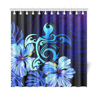 Hawaii Hibiscus Tropical Deap Ocean Turtle Sea Shower Curtain - Polynesian Pride