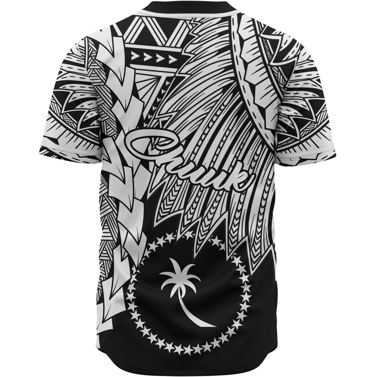 Chuuk Polynesian Baseball Shirt - Tribal Wave Tattoo White - Polynesian Pride