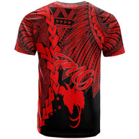 Papua New Guinea Polynesian T Shirt Tribal Wave Tattoo Red - Polynesian Pride