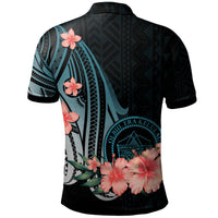 Palau Custom Polo Shirt Turquoise Polynesian Hibiscus Pattern Style - Polynesian Pride
