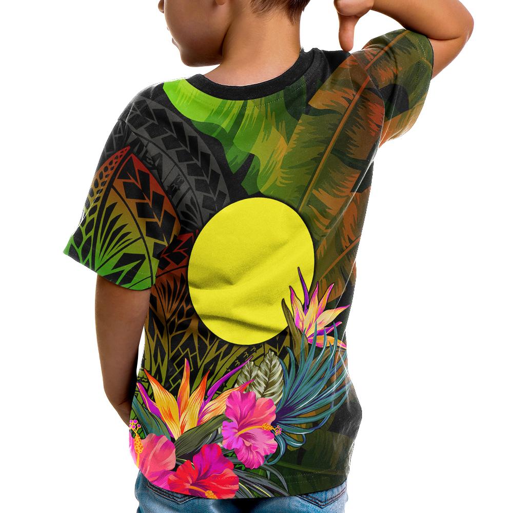Palau Polynesian T Shirt Hibiscus and Banana Leaves - Polynesian Pride