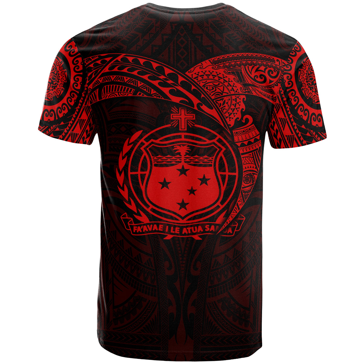 Samoa Polynesian T Shirt Red Black Heart Shield - Polynesian Pride