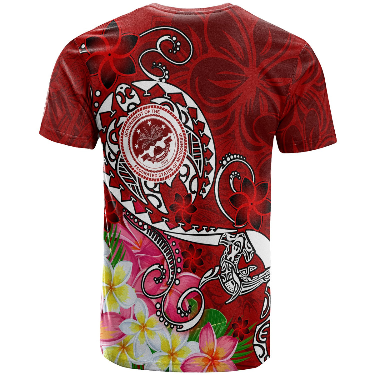 FSM T Shirt Turtle Plumeria (Red) - Polynesian Pride