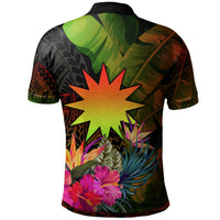 Nauru Polynesian Custom Polo Hibiscus and Banana Leaves - Polynesian Pride