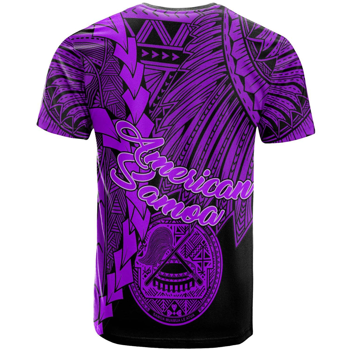 American Samoa Polynesian T Shirt Tribal Wave Tattoo Purple - Polynesian Pride