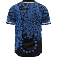 Cook Islands Polynesian Baseball Shirt - Tribal Wave Tattoo Blue - Polynesian Pride