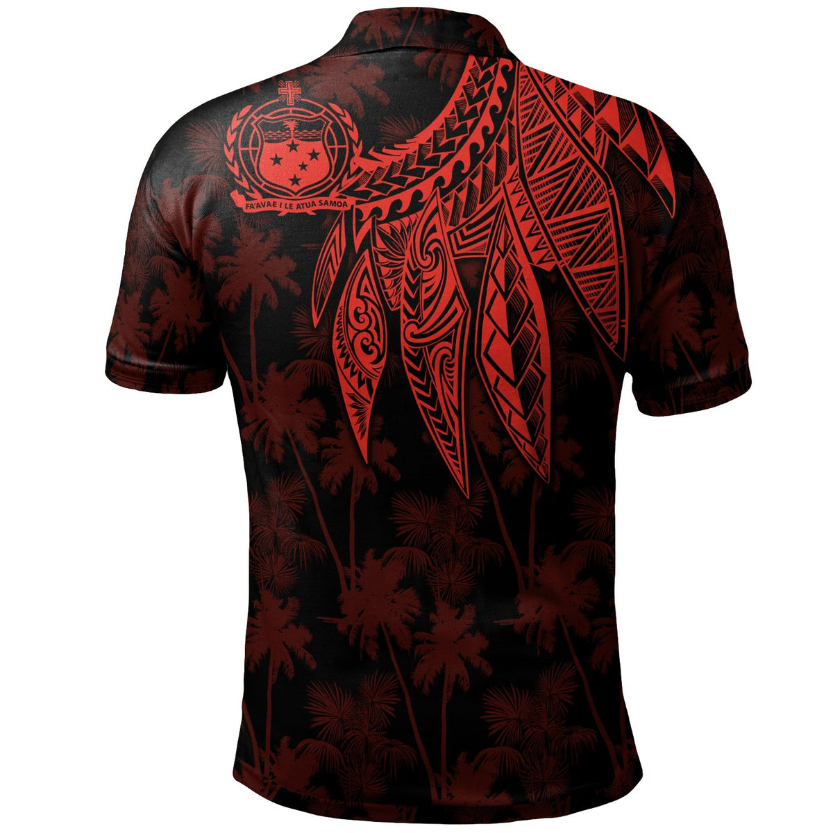 Samoa Polo Shirt Polynesian Wings (Red) - Polynesian Pride