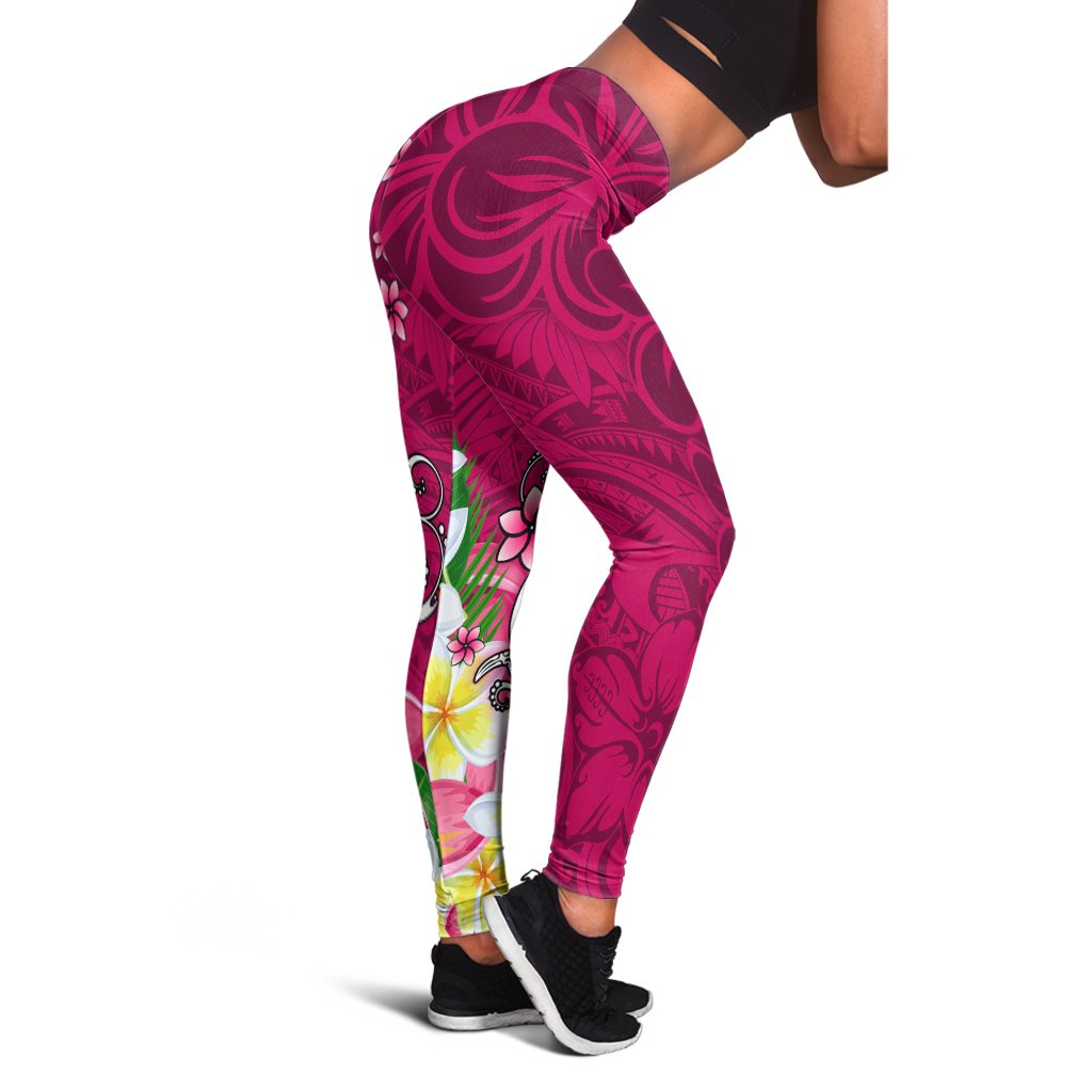 Fiji Legging - Turtle Plumeria (Pink) - Polynesian Pride