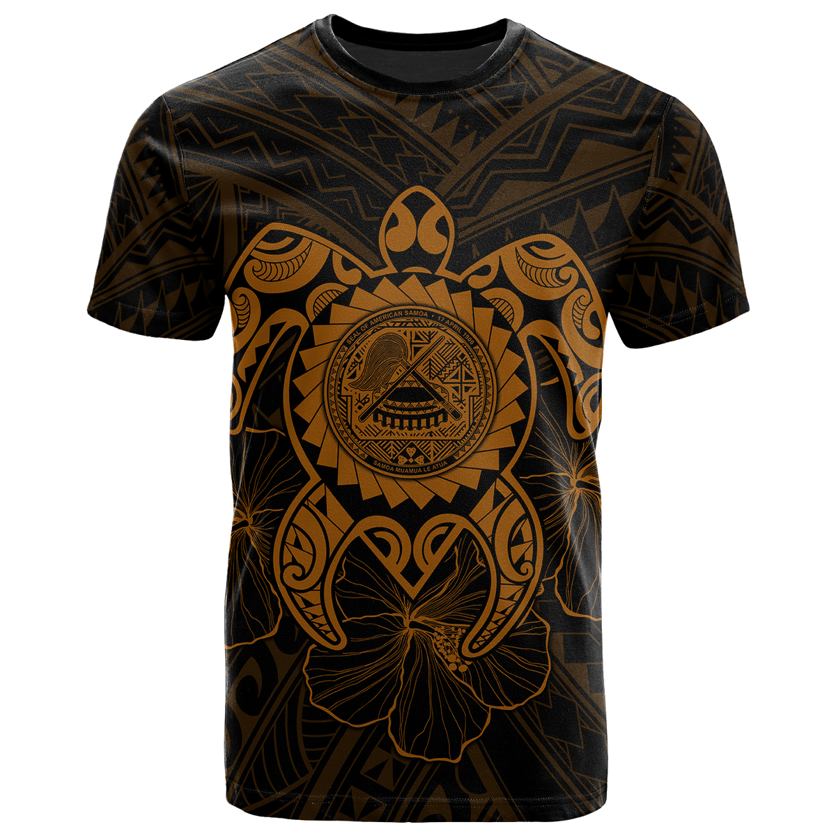 American Samoa Polynesian T Shirt Vintage Polynesian Turtle (Golden) Unisex Golden - Polynesian Pride