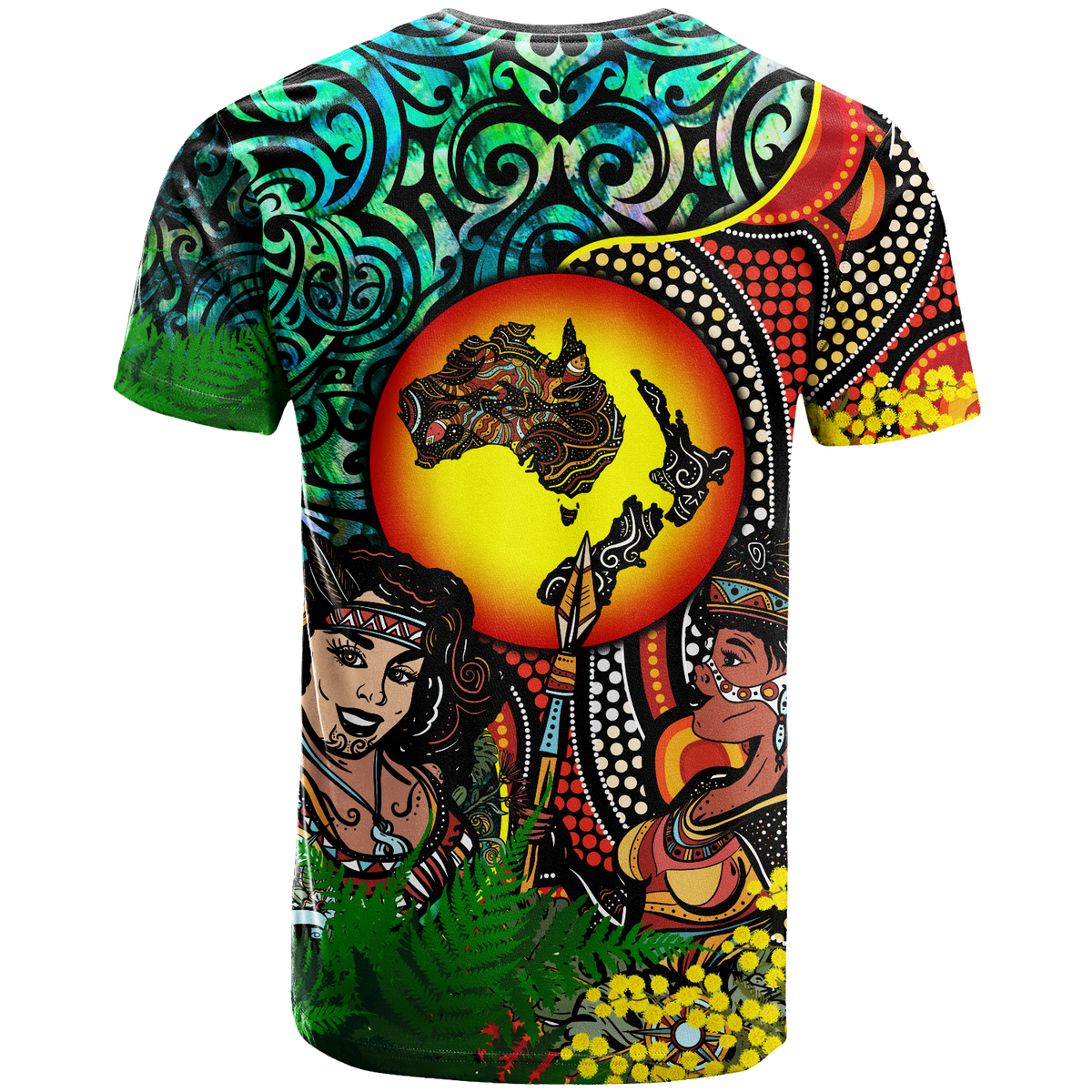 Australia Aboriginal Kangaroo Combine New Zealand Maori Kiwi Bird T Shirt LT2 - Polynesian Pride