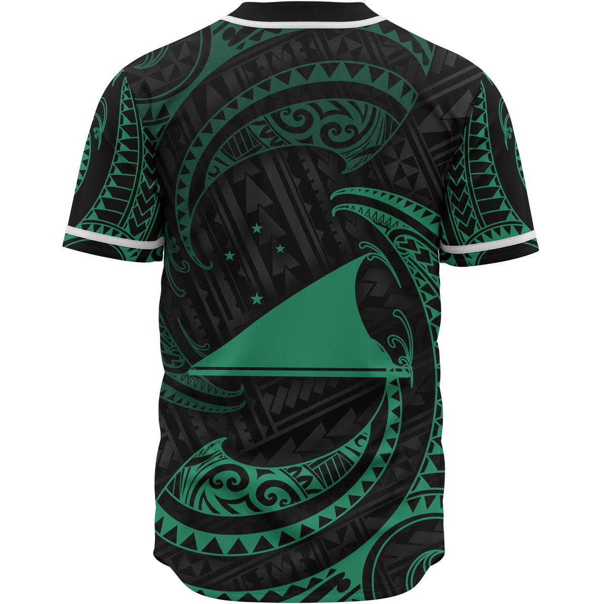 Tokelau Polynesian Baseball Shirt - Green Tribal Wave - Polynesian Pride