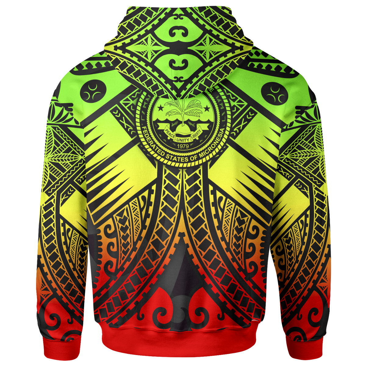 FSM Zip up Hoodie Reggae Seal with Polynesian Tattoo - Polynesian Pride