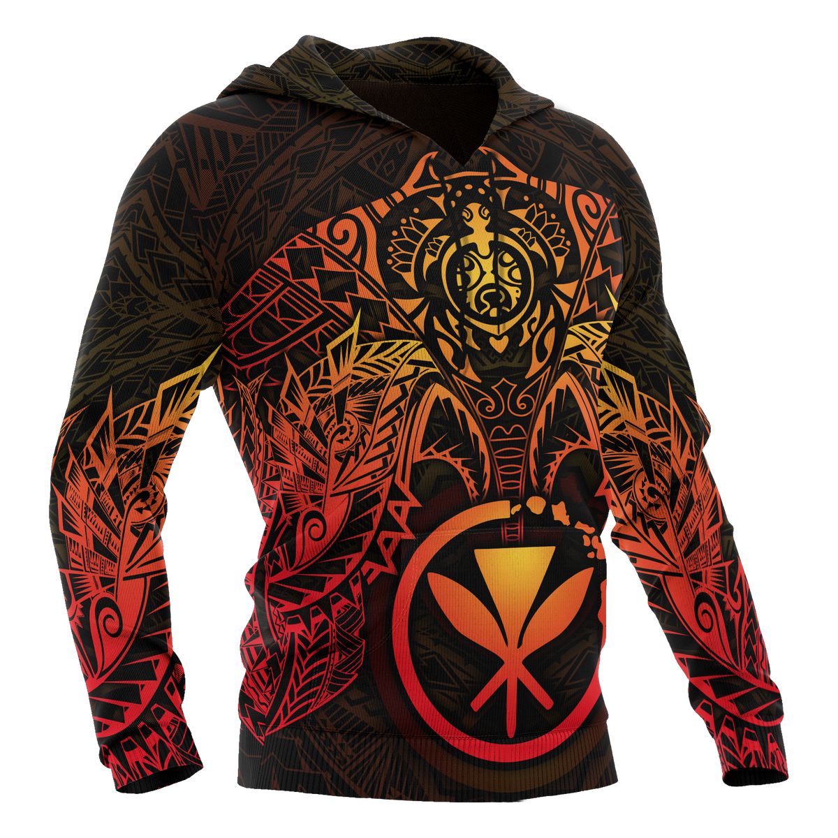 Polynesian Hawaii Hoodie Red Turtle Manta Ray - Polynesian Pride