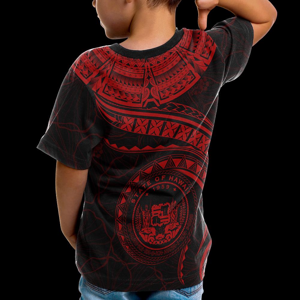 Polynesian Hawaii CustomT Shirt Hawaiian Waves (Red) - Polynesian Pride