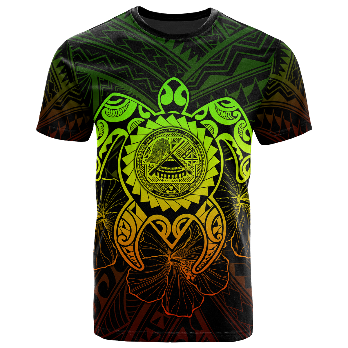 American Samoa Polynesian T Shirt Vintage Polynesian Turtle (Reggae) Unisex Art - Polynesian Pride