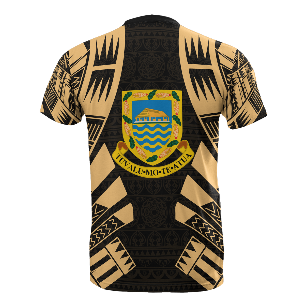 Tuvalu T Shirt Tuvaluan Coat of Arms Polynesian Tattoo Gold Style - Polynesian Pride