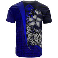 Guam Polynesian Custom T Shirt Blue Turtle with Hook - Polynesian Pride