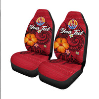 (Custom Personalised) Tahiti Maohi Car Seat Covers - Hibiscus With Tribal - LT12 - Polynesian Pride