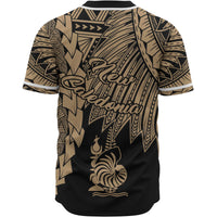 New Caledonia Polynesian Custom Personalised Baseball Shirt - Tribal Wave Tattoo Gold - Polynesian Pride