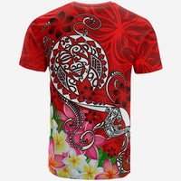 Polynesian T shirt Turtle Plumeria Red Color - Polynesian Pride