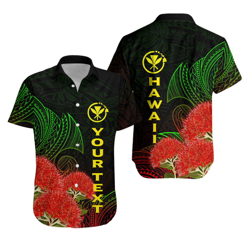 (Custom Personalised) Hawaii Polynesian Hawaiian Shirt - Ohia Lehua - LT12 Unisex Black - Polynesian Pride