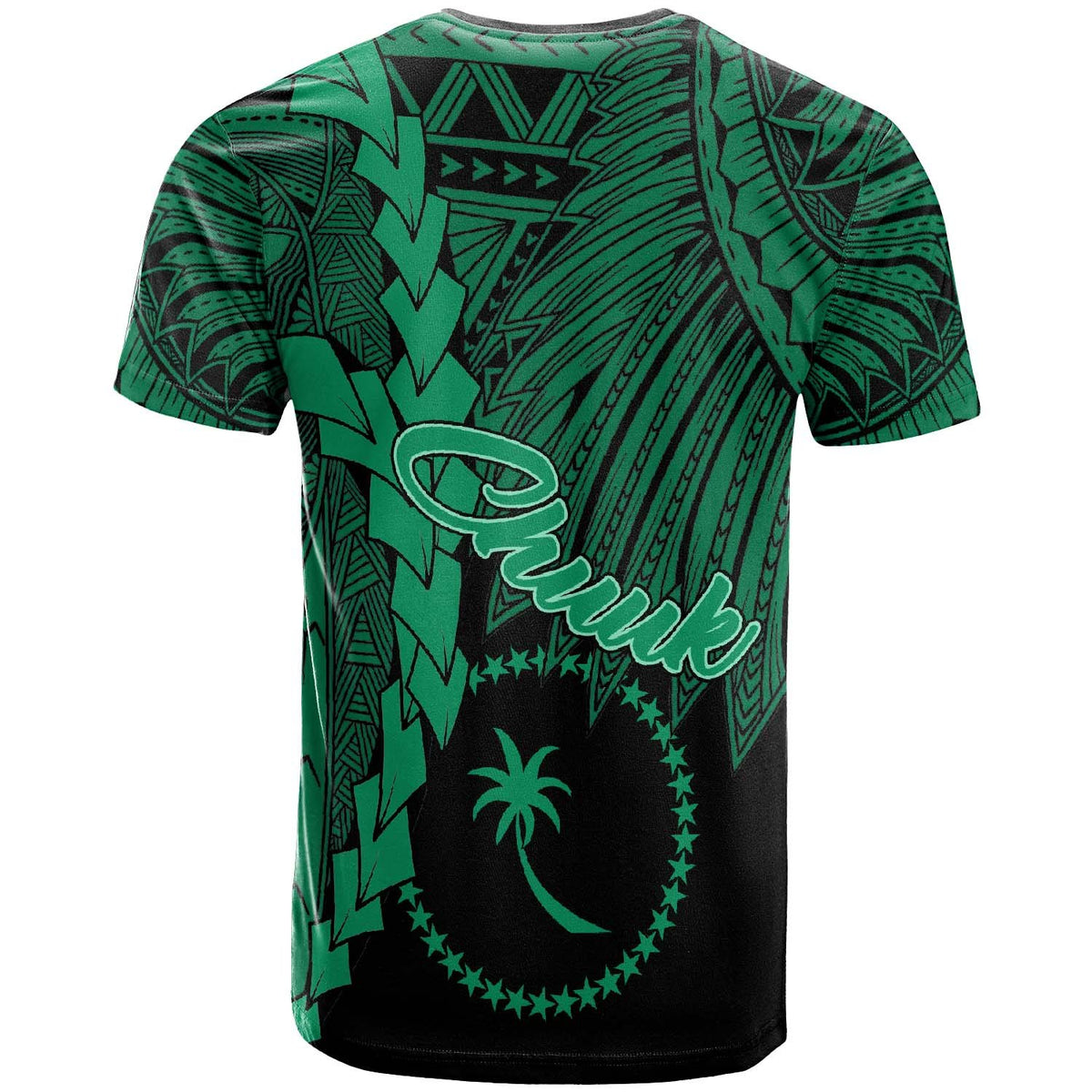 Chuuk Micronesia Custom T Shirt Tribal Wave Tattoo Green - Polynesian Pride
