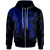 Guam Zip up Hoodie Polynesian Wings (Blue) Unisex Blue - Polynesian Pride