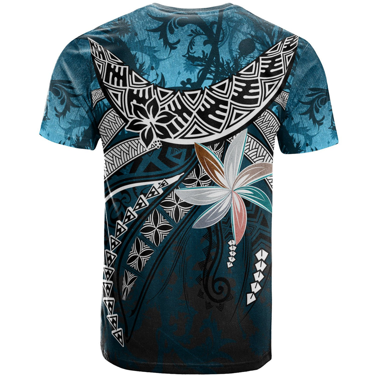 Polynesian T Shirt Fanciful Forest Blue Color - Polynesian Pride