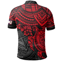 American Samoa Polo Shirt Amerika Samoa Flag Seal Red Turtle Hibiscus - Polynesian Pride