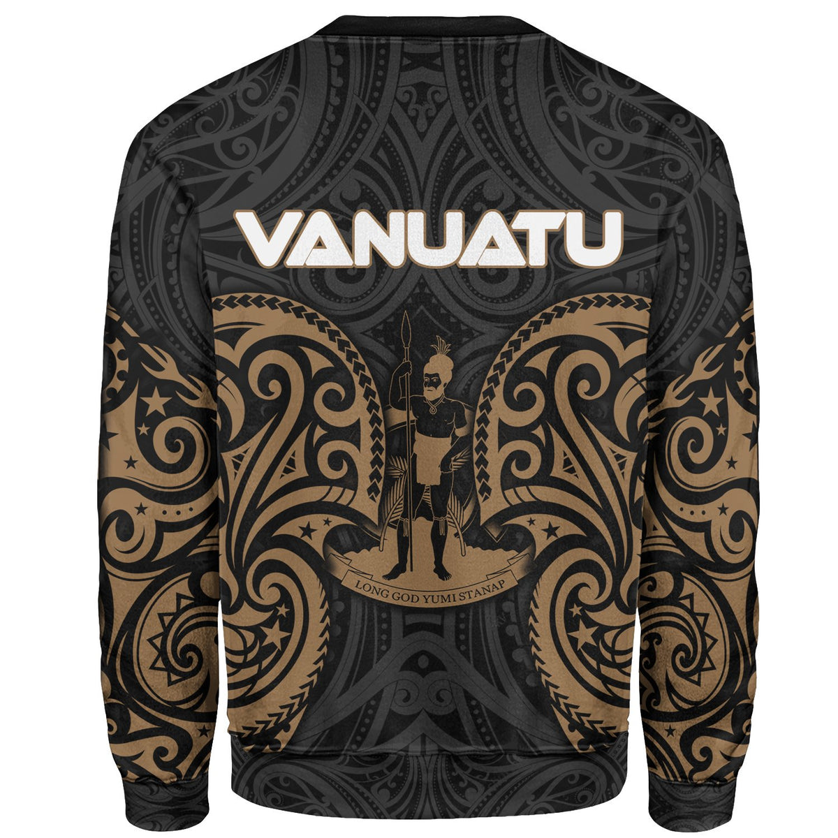 Vanuatu Polynesian Custom Personalised Sweater - Spirit Style Gold - Polynesian Pride