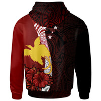 Papua New Guinea Polynesian Zip up Hoodie Bird of Paradise With Hibiscus - Polynesian Pride