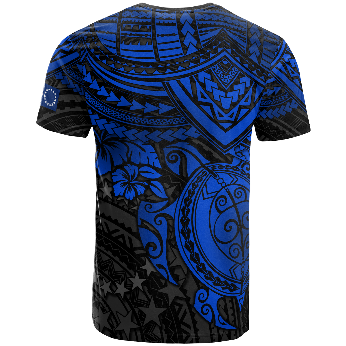 Cook Islands Polynesian T Shirt Cook Islands Flag Blue Turtle Hibiscus - Polynesian Pride