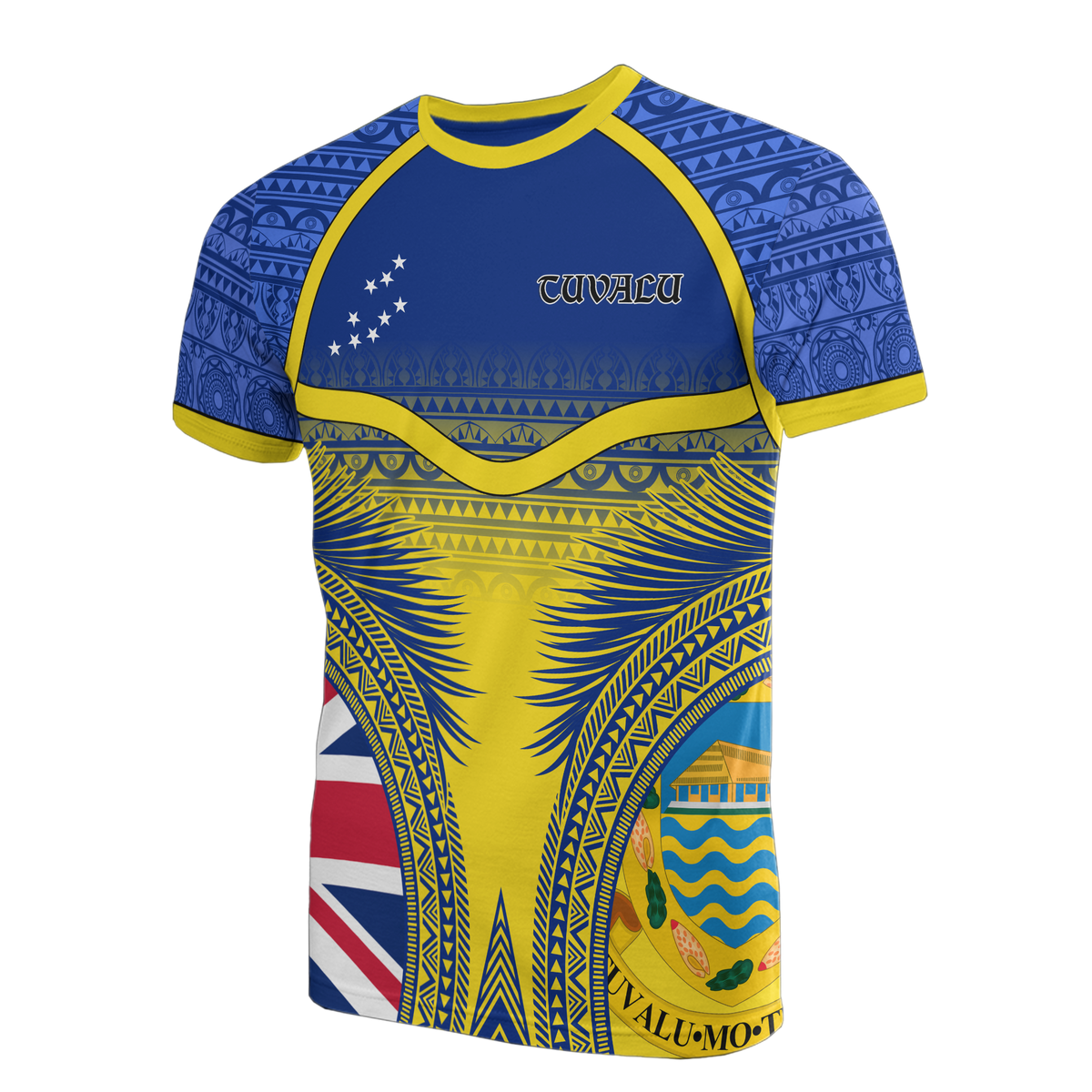 Tuvalu T Shirt Tuvaluan Flag Coat of Arms Coconut Leaves Unisex Blue - Polynesian Pride