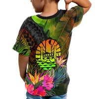 Tahiti Polynesian Custom T Shirt Hibiscus and Banana Leaves - Polynesian Pride