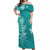 (Custom Personalised) Hawaii Off Shoulder Long Dress Polynesia Turquoise Sea Turtle Honu and Map LT13 Women Turquoise - Polynesian Pride