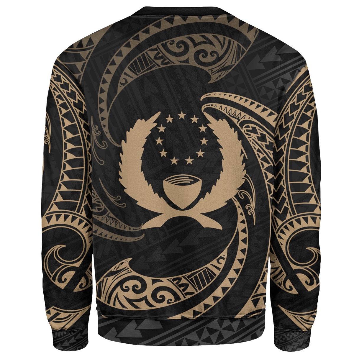 Pohnpei Micronesia Custom Personalised Sweater - Gold Tribal Wave - Polynesian Pride
