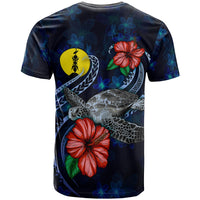 New Caledonia Polynesian T Shirt Blue Turtle Hibiscus - Polynesian Pride