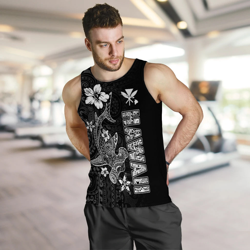 (Custom Personalised) Hawaii Hammerhead Shark Hibiscus Hawaii Pattern Men Tank Top - LT2 - Polynesian Pride
