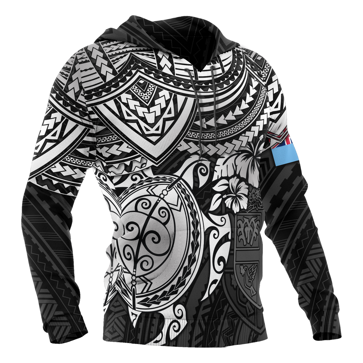 Fiji Polynesian Hoodie White Turtle - Polynesian Pride