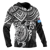 Fiji Polynesian Hoodie White Turtle - Polynesian Pride
