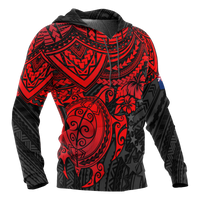 Cook Islands Polynesian Hoodie Red Turtle - Polynesian Pride