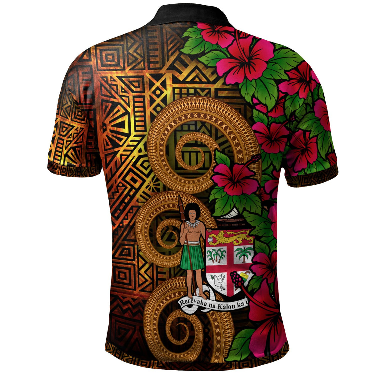 Fiji Polynesian Polo Shirt Hibiscus Vintage - Polynesian Pride