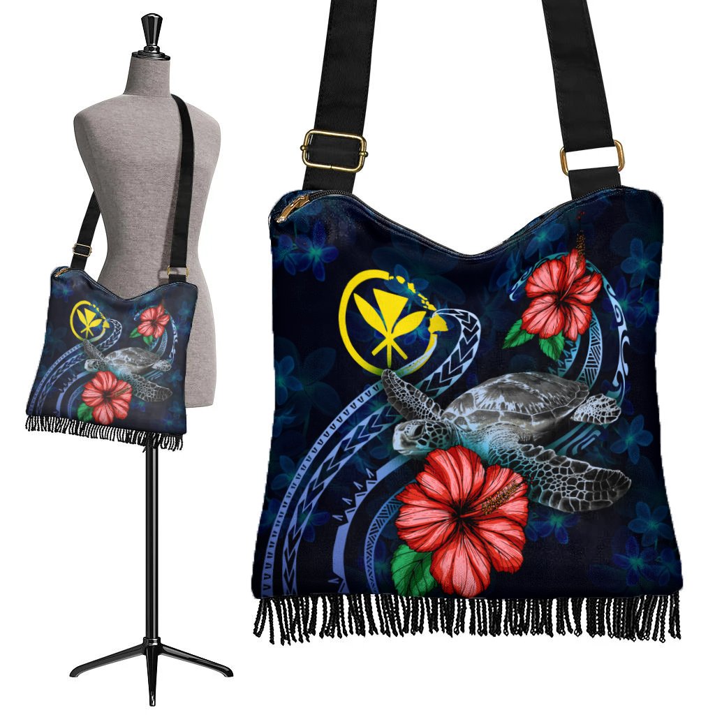Hawaii Polynesian Boho Handbag - Blue Turtle Hibiscus - Polynesian Pride